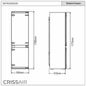 Refrigerador Crissair Bottom Freezer 248 litros RSD 05.2 BLT - 220V